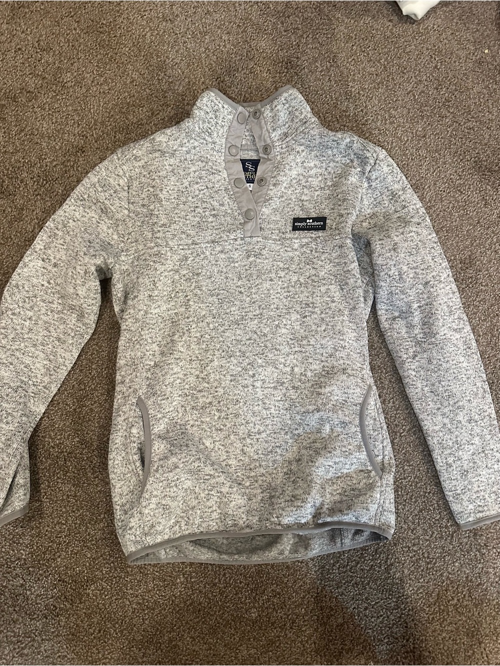 Simply Southern Heather Gray Snap-Front Pullover